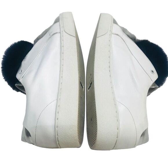 Here Now Fox Pom Pom Sneakers Platform Shoes Slip On Size 6.5 White Leather - Picture 7 of 16
